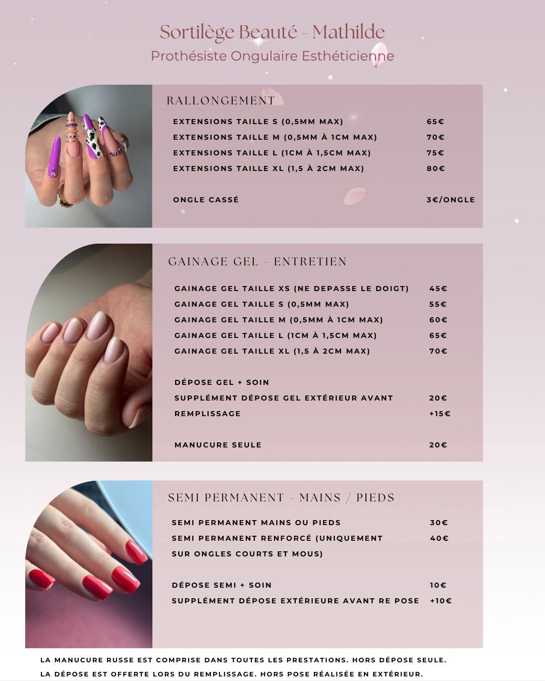 Tarifs nail art : stickers, personnages, forfait Magic Nails